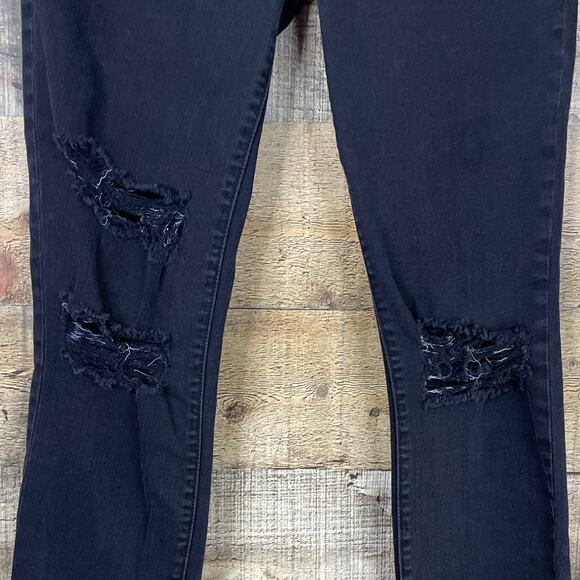 Current/Elliott The Stiletto Destroyed Skinny Jeans Jet Black Destroy Size 27 - Picture 4 of 10